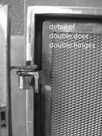 Detail showing how the double door / Double hinge design works.