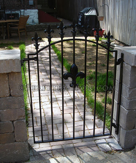 custom iron garden gate with fleur de lis design