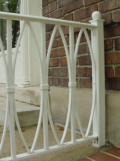 Detail of 6.1 old white porch railing.